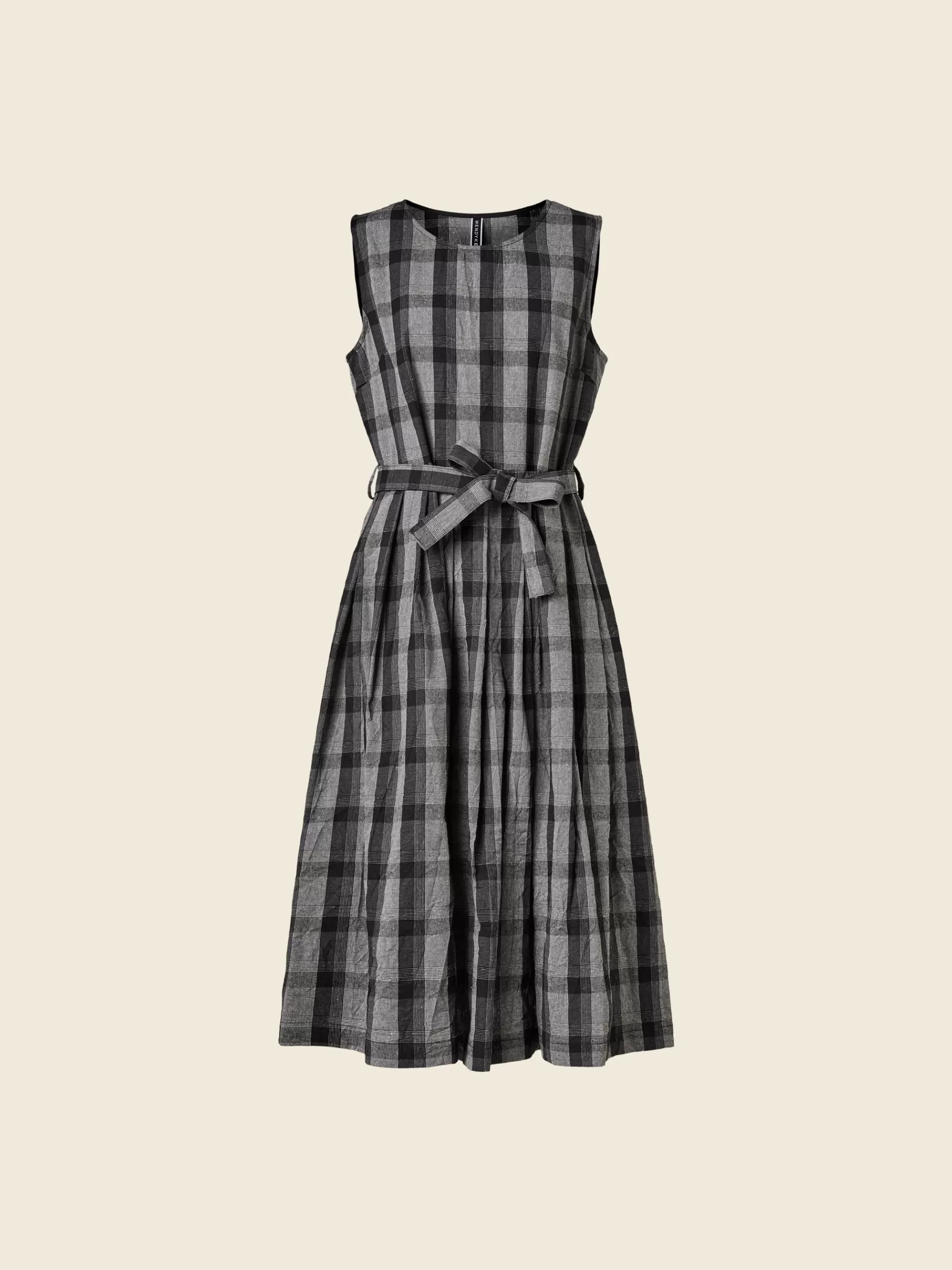 WENDYKEI Abito Smanicato In Tessuto Tartan Grigio Con Cintura | Donna Abiti