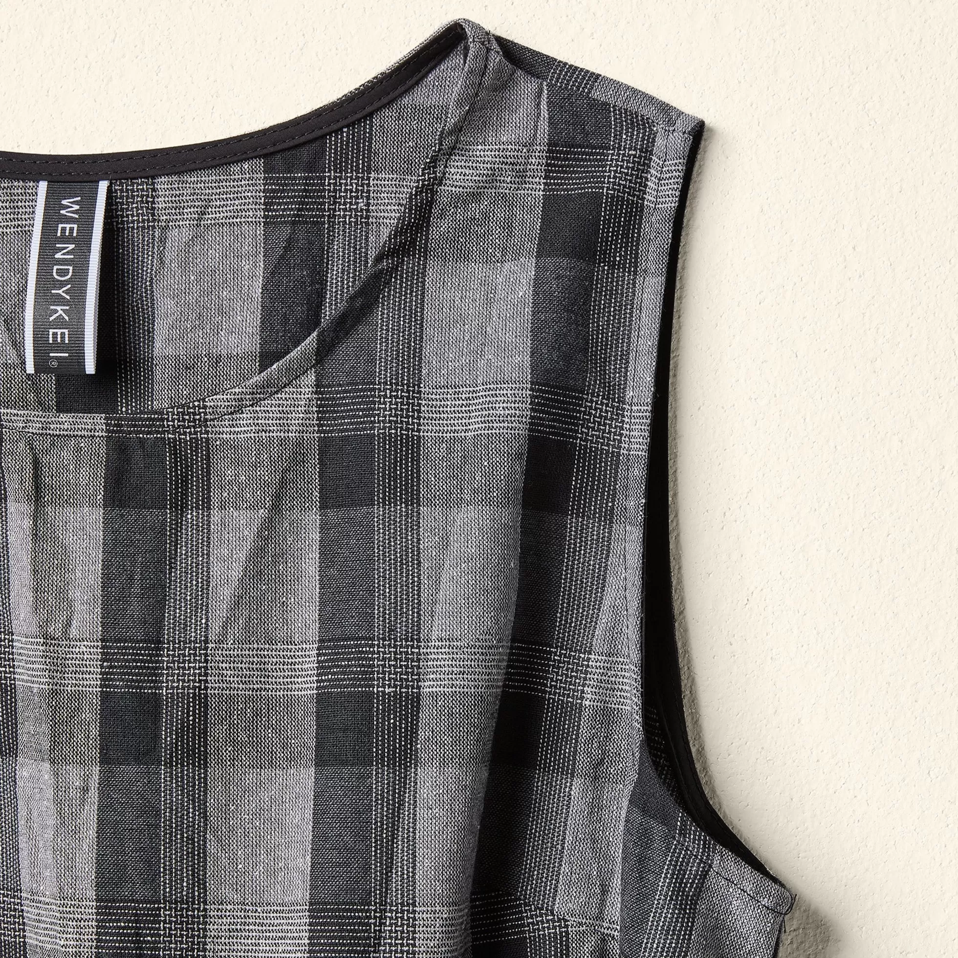 WENDYKEI Abito Smanicato In Tessuto Tartan Grigio Con Cintura | Donna Abiti