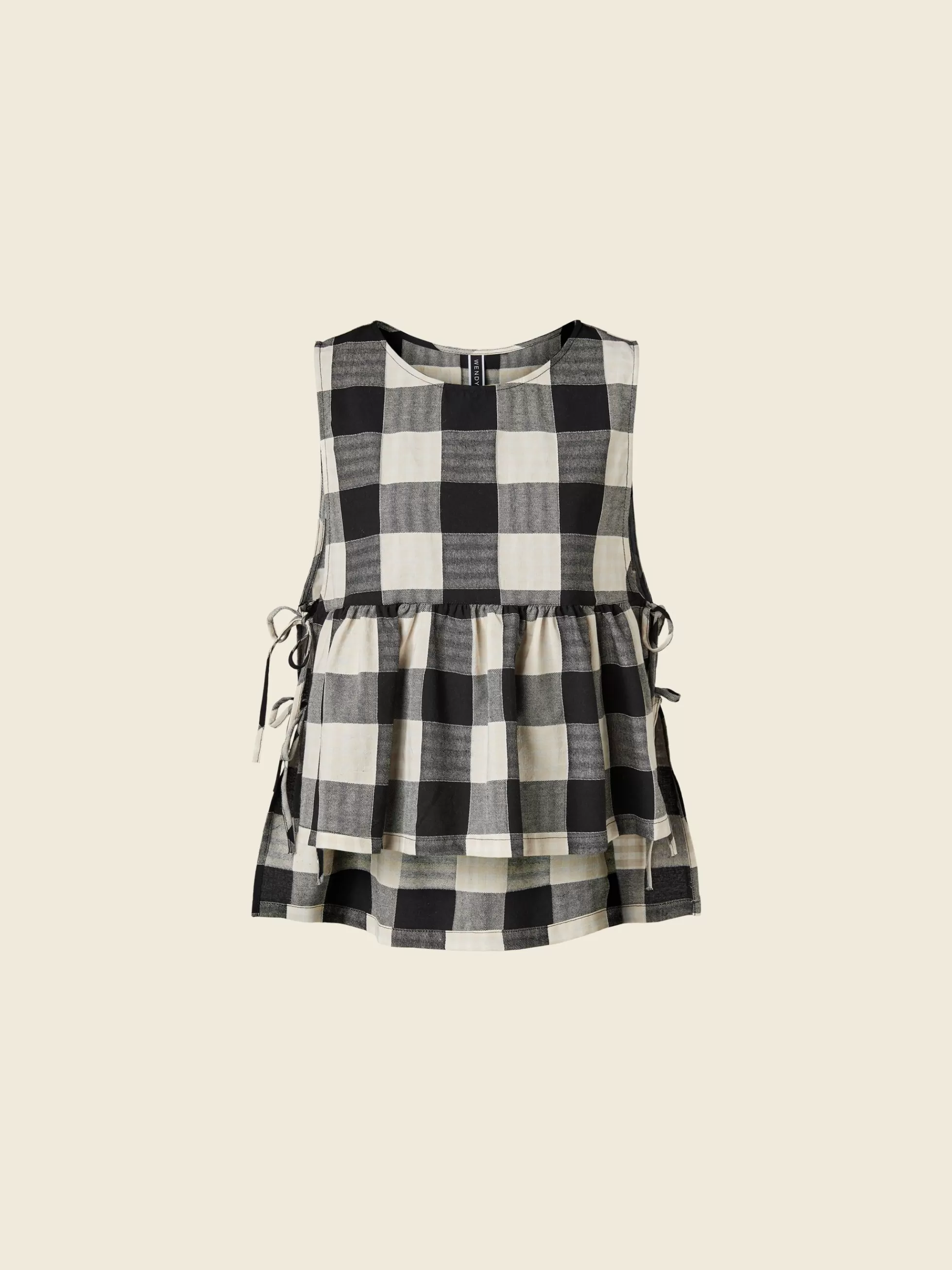 WENDYKEI Blusa A Quadri B/N Con Fiocchi Laterali | Donna Top E Magliette