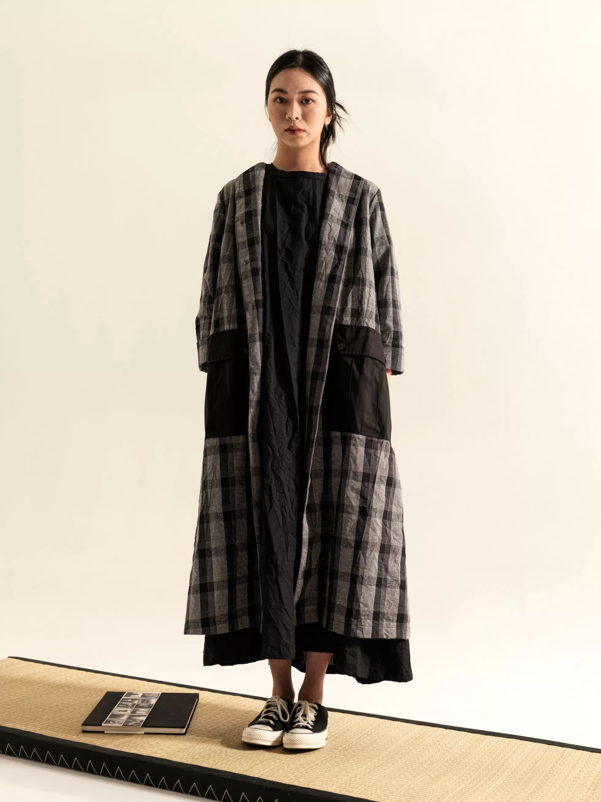 WENDYKEI Cappotto In Tessuto Tartan Grigio Con Tasconi Cargo | Donna Giacche E Cappotti
