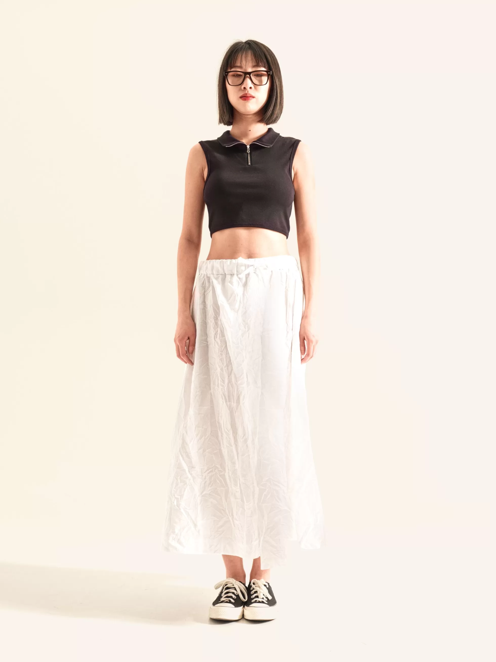 WENDYKEI Crop Top Con Colletto E Zip | Donna Top E Magliette