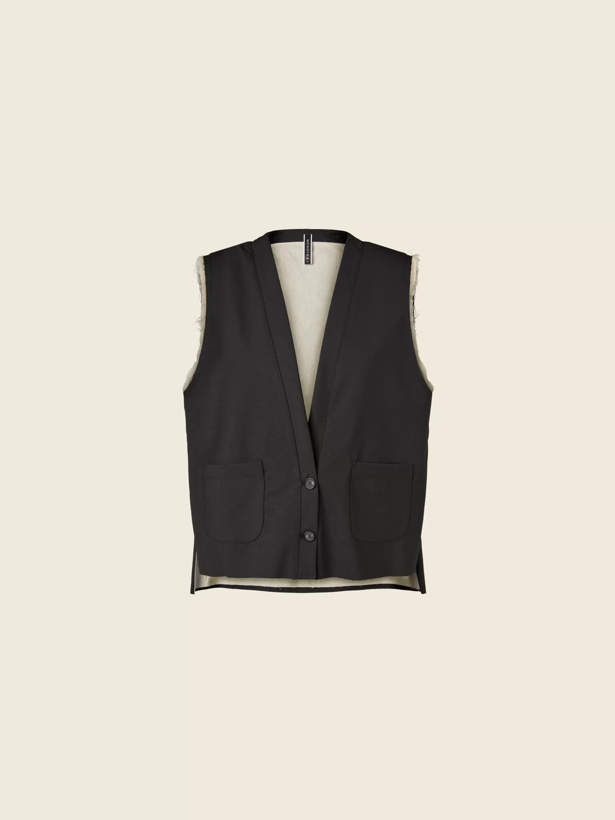WENDYKEI Gilet Nero Doppiato In Tessuto Ecru | Donna Giacche E Cappotti