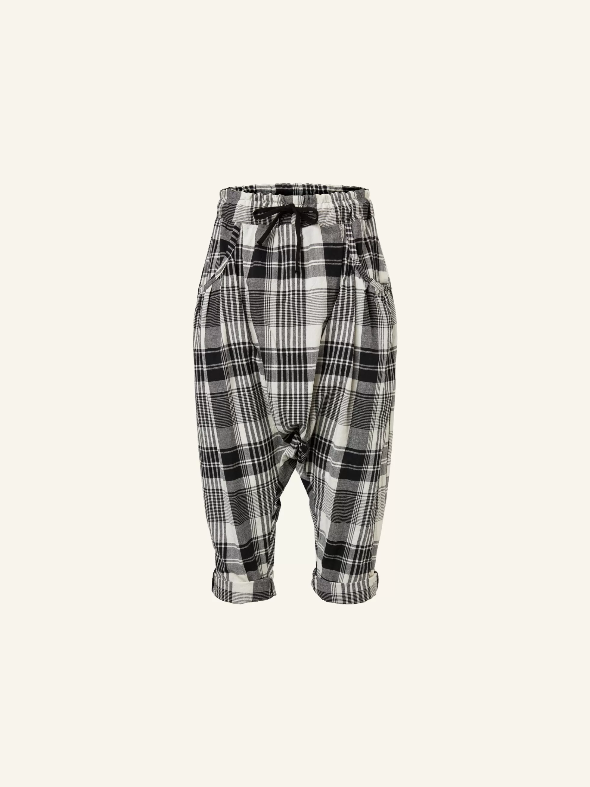 WENDYKEI Pantalone A Cavallo Basso In Tessuto Tartan B/N | Donna Pantaloni