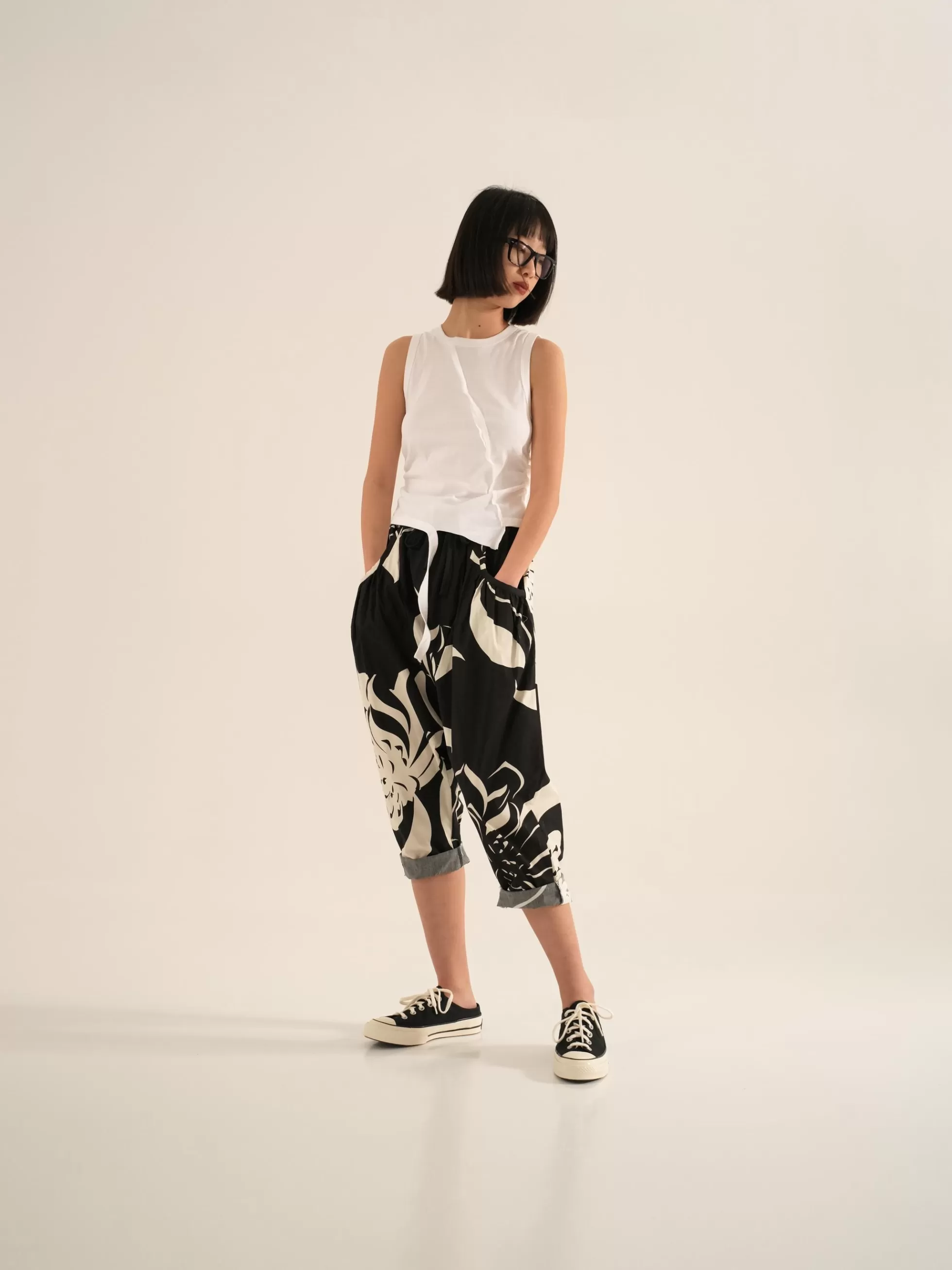 WENDYKEI Pantalone Cavallo Basso Fantasia B/N | Donna Pantaloni