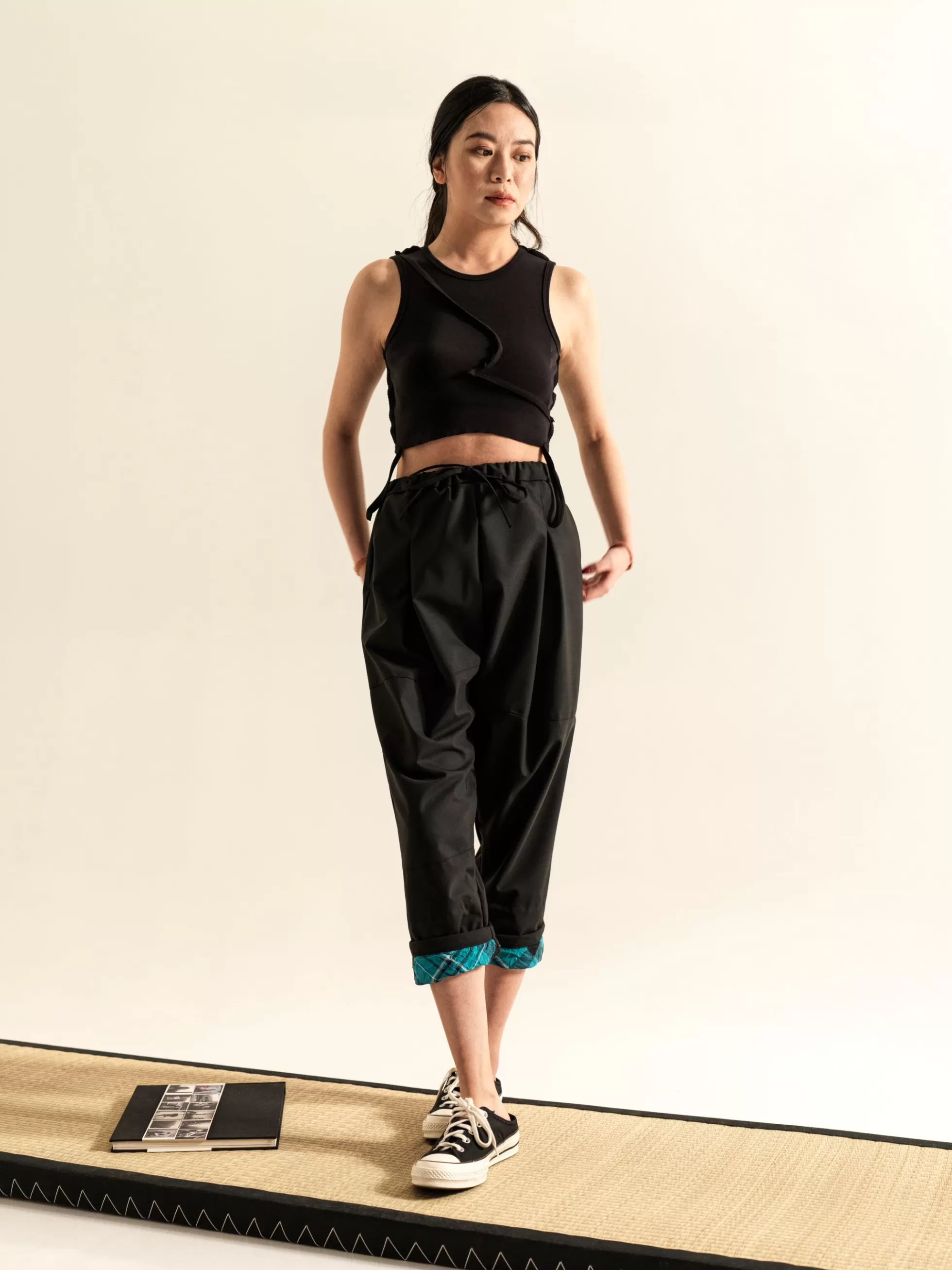 WENDYKEI Pantalone Con Orli A Quadri Verde Acqua | Donna Pantaloni